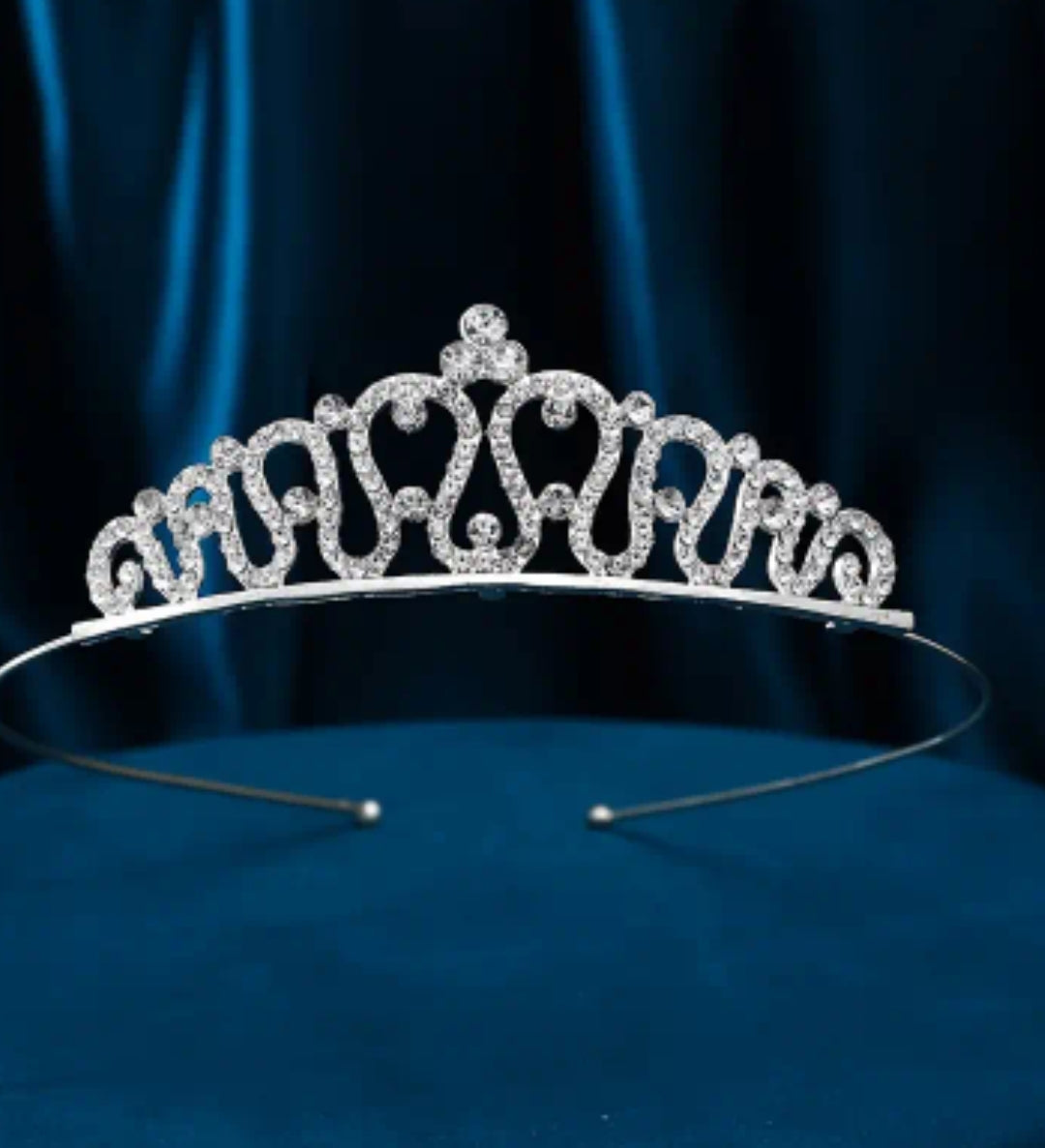 SILVER ZINC ALLOY RHINESTONE TIARA