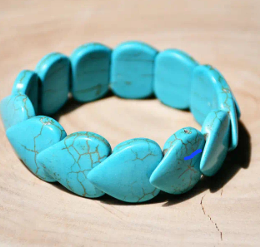 TURQUOISE BRACELET STRETCH HEART SHAPED