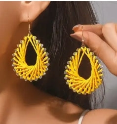 YELLOW EARRINGS WITH RHINESTONES