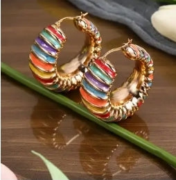 ENAMEL AND GOLD EARRINGS