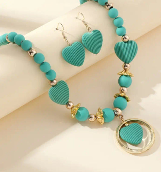 TURQUOISE GREEN NECKLACE SET