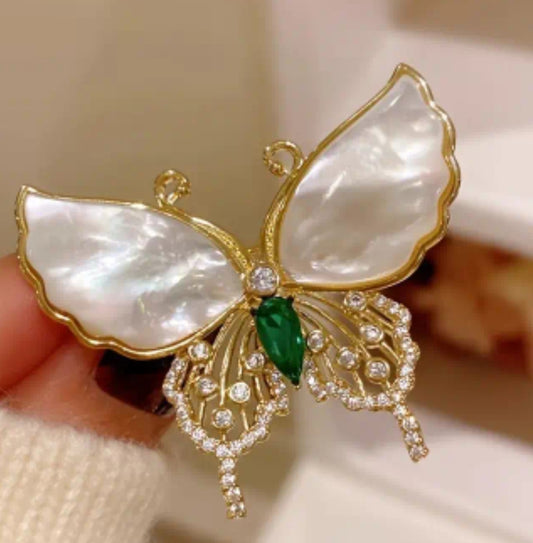 mother of pearl butterfly brooch