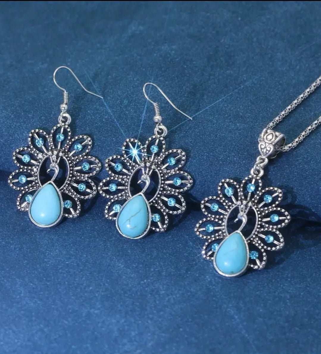 Turquoise Peacock Necklace set