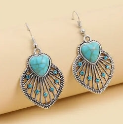 Turquoise Vintage Heart Shaped earrings