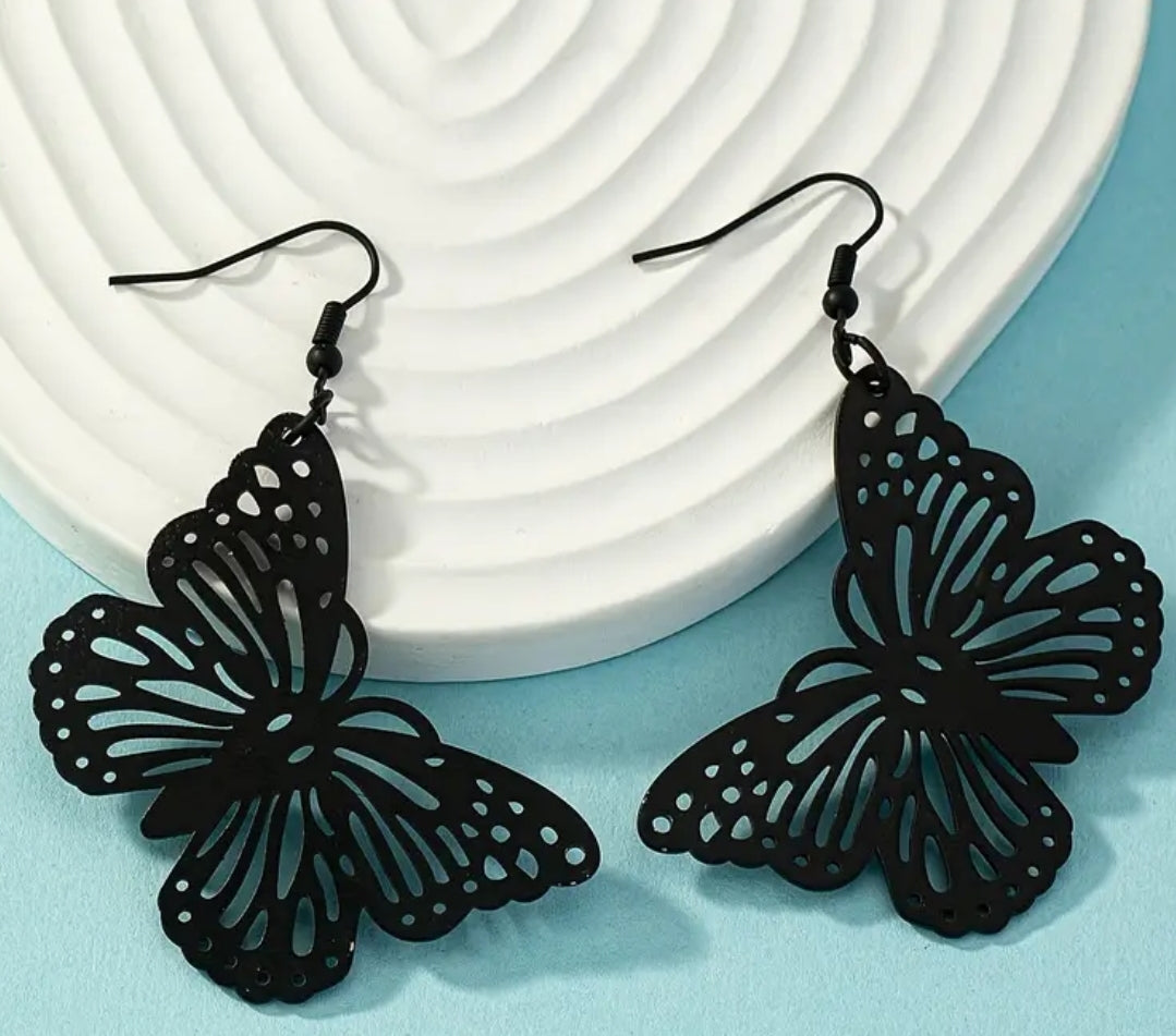 Black Butterfly Earrings