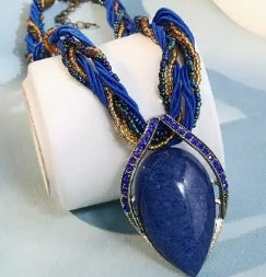 tear drop shaped krackle stone necklace