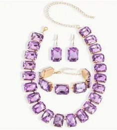Rectangle Crystal jewelry set