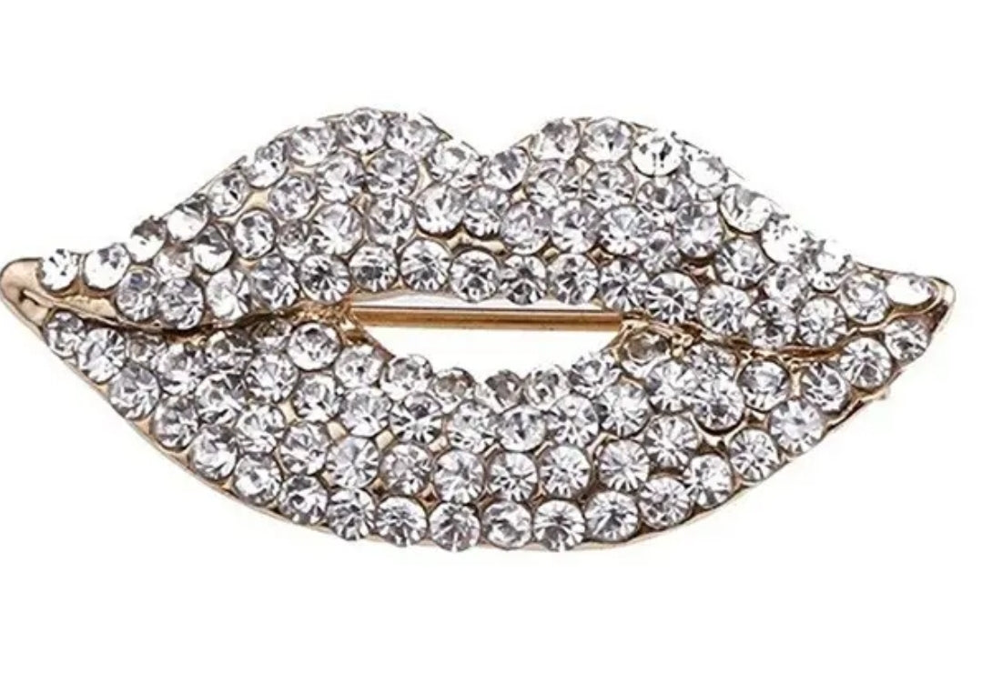 Sexy Crystal Lips Kiss Costume Brooch