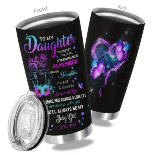 'To My Daughter' Butterfly Cup Stainless Steel Tumbler