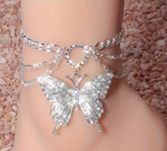 BUTTERFLY RHINESTONE ANKLET