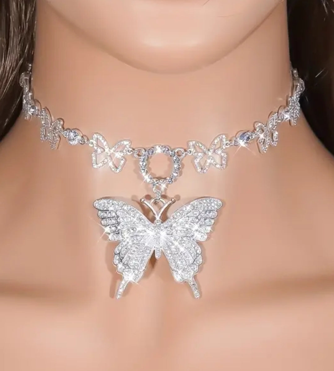 BUTTERFLY RHINESTONE CHOKER