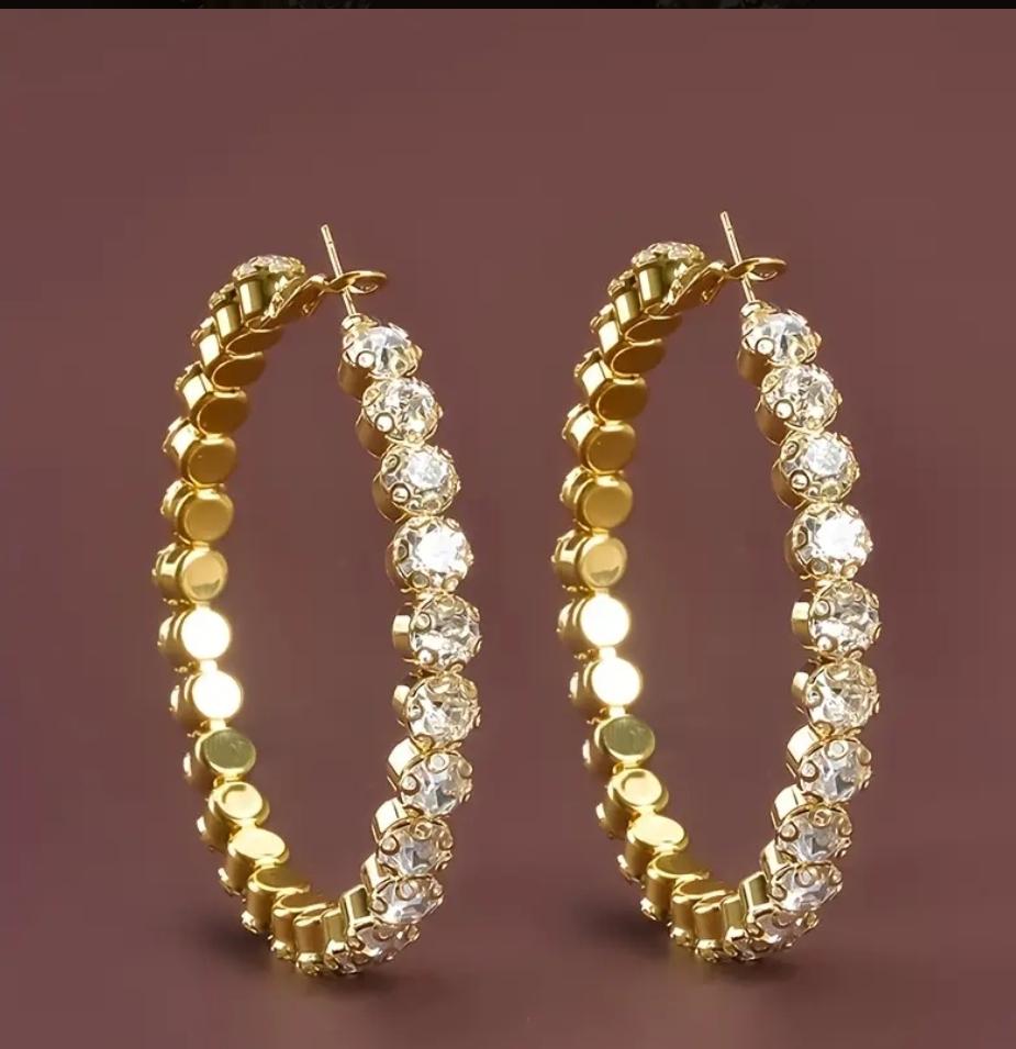 Full Shiny Rhinestone Hoop Earring