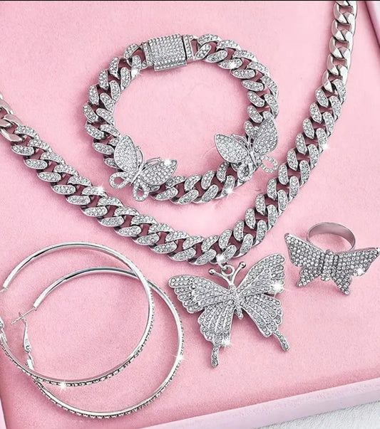 4pc. Butterfly necklace set