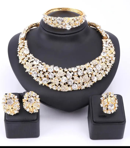 Rhinestone butterfly jewelry set