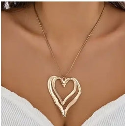 Double heart gold necklace