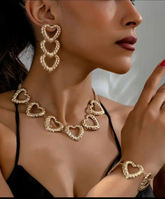 3pc. Gold Heart set