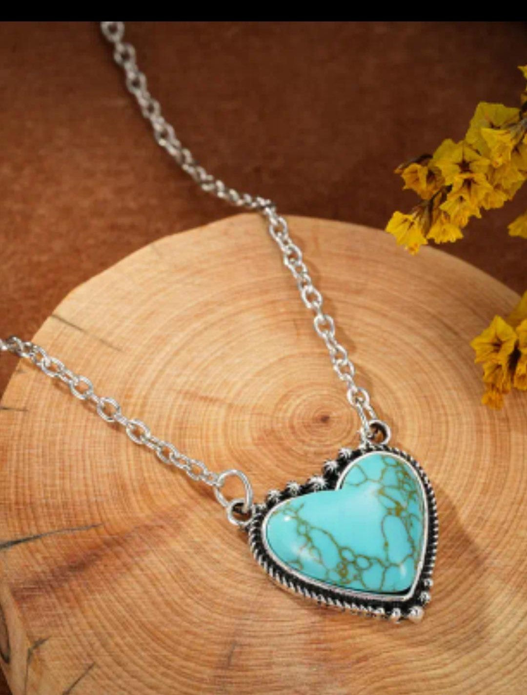 Vintage Turquoise Heart Pendant